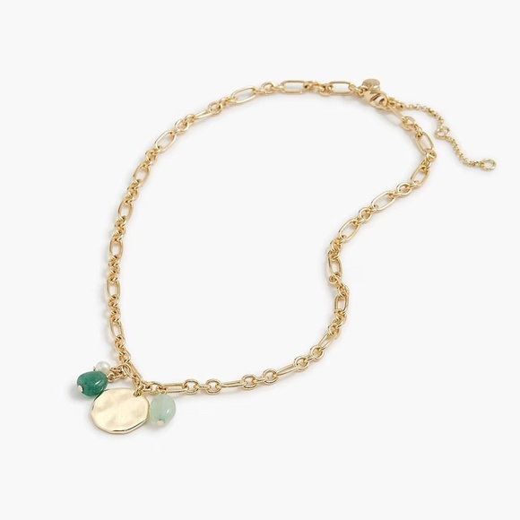J. Crew Factory Gold Coin and Stone Pendant Necklace - Gold - NWT - Picture 1 of 4